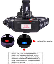 Load image into Gallery viewer, 2TRIDENTS LED Strong Light Headlamp with Light Sensing For Caving, Patrolling, Camping, Hunting, Hiking, Self-defense, Night Riding And More (white light)