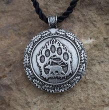 Load image into Gallery viewer, ENXICO Bear Paw Amulet Pendant Necklace ? Double Faced ? Light Grey Color ? Animal Spirit Totem Jewelry