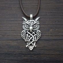 Load image into Gallery viewer, GUNGNEER Vintage Celtic Trinity Knot Owl Stainless Steel Amulet Pendant Necklace Jewelry