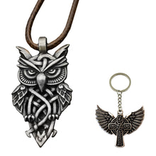 Load image into Gallery viewer, GUNGNEER Celtic Trinity Knot Owl Amulet Pendant Necklace Cross Wings Key Chain Jewelry Set