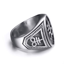 Load image into Gallery viewer, GUNGNEER Stainless Steel Satan Cross Ring Lucifer Demonic Jewelry Accessory For Men