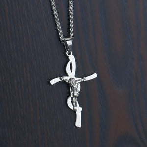 GUNGNEER Jesus Cross Pendant Necklace Christ God Jewelry Accessory Gift For Men Women