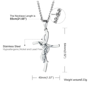 GUNGNEER Jesus Cross Pendant Necklace Christ God Jewelry Accessory Gift For Men Women