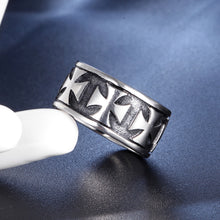 Load image into Gallery viewer, GUNGNEER Knight Templar Cross Stainless Steel Silvertone Bracelet with Ring Jewelry Set