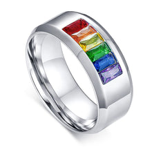 Load image into Gallery viewer, GUNGNEER Stainless Steel Lesbian Gay Bisexual Transgender Pride Ring Set Rainbow Jewelry