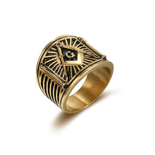 Load image into Gallery viewer, GUNGNEER Masonic Signet Ring Multi-size Stainless Steel Freemason Biker Jewelry For Men