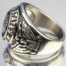 Load image into Gallery viewer, GUNGNEER Military Veteran Ring Stainless Steel United State Army Jewelry Accessory For Men