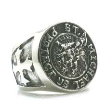 Load image into Gallery viewer, GUNGNEER Men Stainless Steel The Archangel St Michael Protect US Ring Catholic Jewelry Set