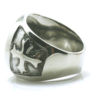 GUNGNEER Men Stainless Steel The Archangel St Michael Protect US Ring Catholic Jewelry Set
