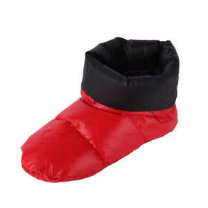 2TRIDENTS Down Bootie Slippers Foot Warming Cozy Lightweight with Non-Slip Sole for Indoor and Outdoor Activities (Red)