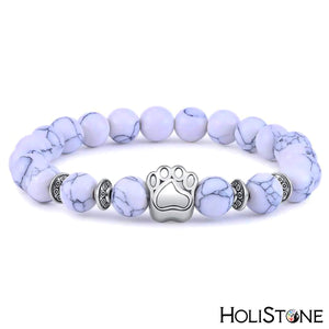 HoliStone Natural Chakra Stone with Silver Dog Paw Bracelet for Balancing Energy ? Anxiety Stress Relief Yoga Meditation Energy Balancing Lucky Charm Bracelet for Women and Men
