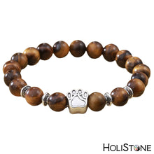 Load image into Gallery viewer, HoliStone Natural Chakra Stone with Silver Dog Paw Bracelet for Balancing Energy ? Anxiety Stress Relief Yoga Meditation Energy Balancing Lucky Charm Bracelet for Women and Men