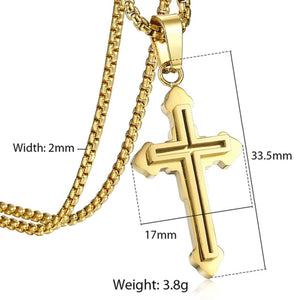 GUNGNEER Double Layer Christian Pendant Necklace Cross Jewelry Accessory Gift For Men Women
