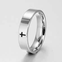 Load image into Gallery viewer, GUNGNEER Stainless Steel Christian Cross Ring Jesus Wooden Beads Necklace Jewelry Set Gift Men