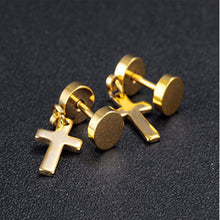 Load image into Gallery viewer, GUNGNEER God Christian Jewelry For Women Men Cross Earrings Stainless Steel Accessory