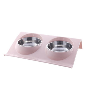 2TRIDENTS Stainless Steel Double Pet Bowls Food Water Feeder for Dog Puppy Cats Pets Supplies Feeding Dishes (S, Blue)