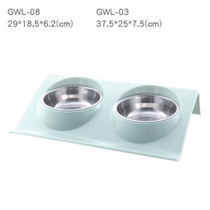 2TRIDENTS Stainless Steel Double Pet Bowls Food Water Feeder for Dog Puppy Cats Pets Supplies Feeding Dishes (S, Blue)