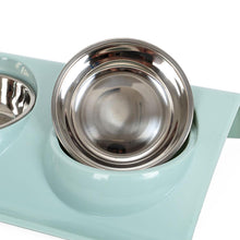 Load image into Gallery viewer, 2TRIDENTS Stainless Steel Double Pet Bowls Food Water Feeder for Dog Puppy Cats Pets Supplies Feeding Dishes (S, Blue)