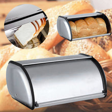 Load image into Gallery viewer, 2TRIDENTS Stainless Steel Bread Storage Box - Ideal For Storing Breads, Pastries, Cookies, Donuts, Chips, And More (Silver)