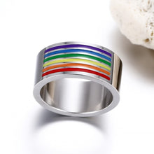 Load image into Gallery viewer, GUNGNEER Stainless Steel Pride Rainbow Necklace LGBT Ring Jewelry Set For Men Women