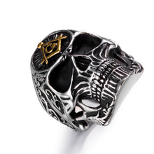 Load image into Gallery viewer, GUNGNEER 2 Pcs Stainless Steel Skeleton Biker Pirate Skull Ring Gothic Jewelry Set Men Women