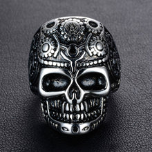 Load image into Gallery viewer, GUNGNEER Satan Skull Pendant Necklace Satanic Devil Skull Ring Jewelry Set Gift