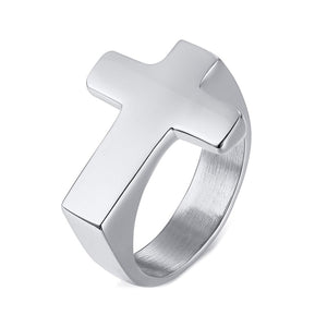 GUNGNEER Stainless Steel Christian Cross Ring God Jewelry Accessory Gift For Men Women