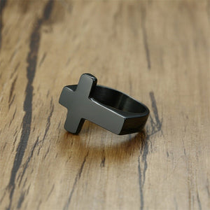 GUNGNEER Stainless Steel Christian Cross Ring God Jewelry Accessory Gift For Men Women