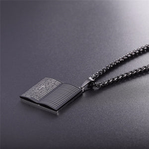 GUNGNEER Cross Bible Necklace Stainless Steel Jesus Pendant Jewelry Accessory For Men Women