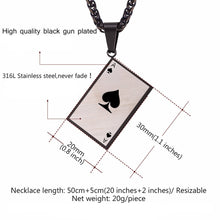 Load image into Gallery viewer, GUNGNEER Stainless Steel Ace Of Spade Pendant Necklace Punk Casino Gambling Jewelry Men Women