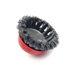 2TRIDENTS 3-Inch Steel Wire Knot Flat Wire Wheel Cup Brush Suitable for Most Grinders and Powder Coatings
