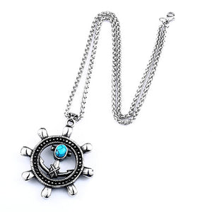 GUNGNEER Navy Anchor Pendant Necklace Sailor Rudder Military Chain Jewelry For Men Women