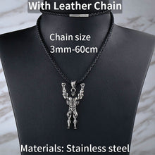 Load image into Gallery viewer, GUNGNEER Workout Strong Man Pendant Necklace Stainless Steel Gym Sport Jewelry Men Women