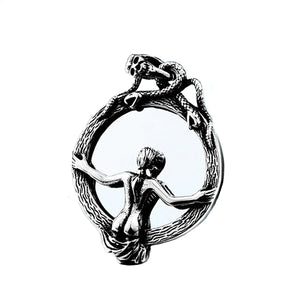 GUNGNEER Stainless Steel Mirror Snake Skull Pendant Necklace Gothic Biker Protection Jewelry