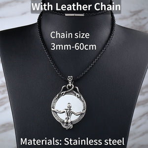 GUNGNEER Stainless Steel Mirror Snake Skull Pendant Necklace Gothic Biker Protection Jewelry