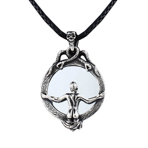 GUNGNEER Stainless Steel Mirror Snake Skull Pendant Necklace Gothic Biker Protection Jewelry