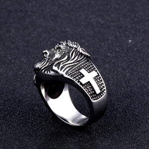 GUNGNEER Stainless Steel Christ Cross Ring Many Sizes Jesus Jewelry Accessory For Men