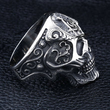 Load image into Gallery viewer, GUNGNEER Skull Masonic Ring For Men Stainless Steel Punk Rock Bracelet Jewelry Set