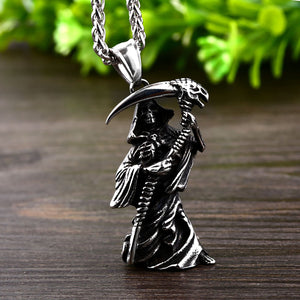 GUNGNEER Gothic Biker Grim Reaper Skull Pendant Charm Necklace Jewelry Accessories Men Women