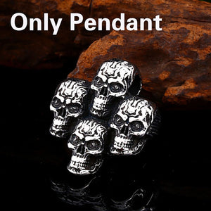 GUNGNEER Stainless Steel Punk Gothic Rock Skull Skeleton Pendant Necklace Jewelry Men Women