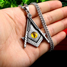 Load image into Gallery viewer, GUNGNEER The All Seeing Eye Masonic Pendant Necklace Leather Stainless Steel Accessories For Men