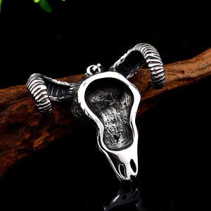 GUNGNEER Stainless Steel Satan Ram Skull Pendant Necklace Satanic Goat Jewelry For Men