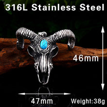 Load image into Gallery viewer, GUNGNEER Stainless Steel Satan Ram Skull Pendant Necklace Satanic Goat Jewelry For Men