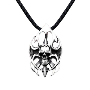 GUNGNEER Stainless Steel Skull Pendant Necklace Gothic Halloween Punk Biker Jewelry Men Women