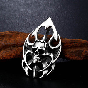 GUNGNEER Stainless Steel Skull Pendant Necklace Gothic Halloween Punk Biker Jewelry Men Women