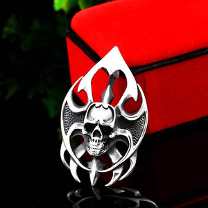 GUNGNEER Stainless Steel Skull Pendant Necklace Gothic Halloween Punk Biker Jewelry Men Women