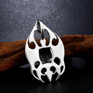 GUNGNEER Stainless Steel Skull Pendant Necklace Ring Halloween Biker Jewelry Set Men Women