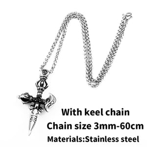 GUNGNEER Stainless Steel Christian Jesus Cross Punk Bracelet Necklace Jesus Jewelry Set