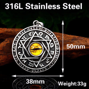GUNGNEER Stainless Steel David Star Necklace All Seeing Eye Pendant Jewelry Accessory For Men