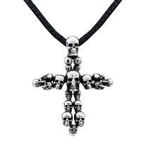 Load image into Gallery viewer, GUNGNEER Biker Punk Rock Gothic Stainless Steel Cross Skeleton Skull Pendant Necklace Jewelry